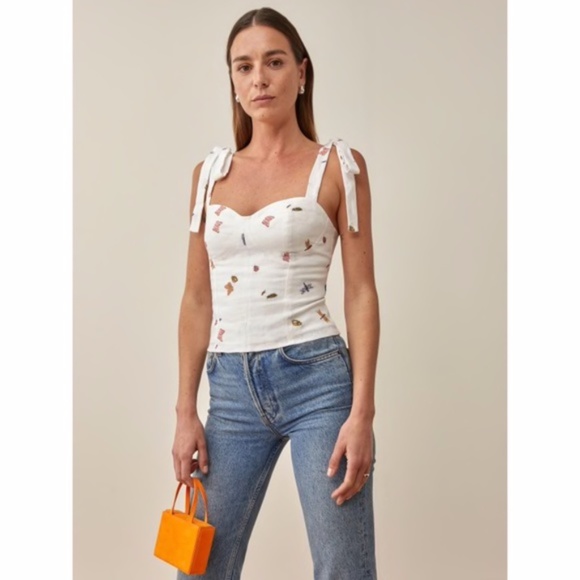 NEW Reformation Jaxon Linen Top Ladybugs 10 - Picture 7 of 11